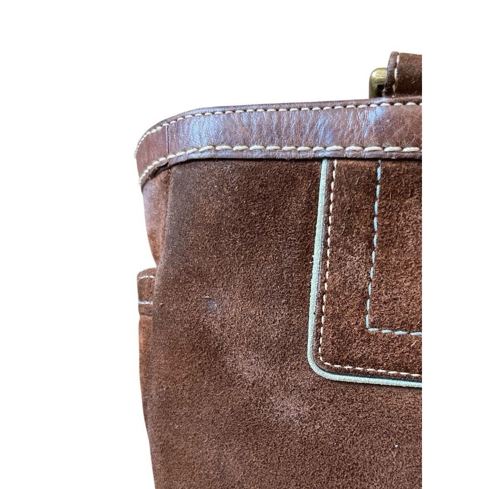 Coach Vintage Hampton Gallery Brown Suede Purse Shoulder Bag Tote 8B03 READ - Picture 16 of 16